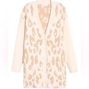 TREASURE & BOND Leopard Print Cotton Blend Cardigan
